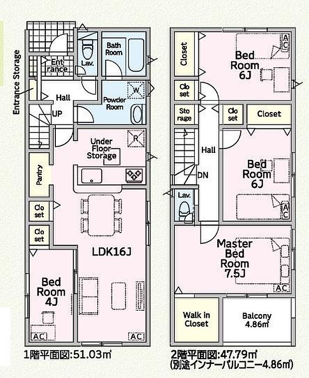 2号棟の間取図はこんな感じになっています