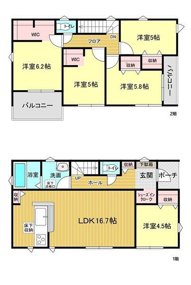 ファミリー層にピッタリな4LDKの間取。