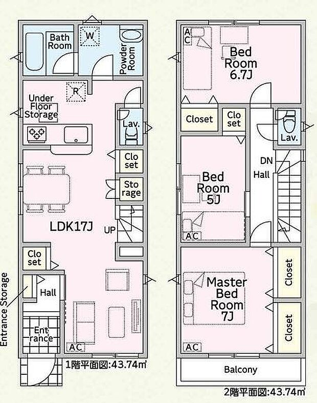 コンパクトな3LDKの間取りです。