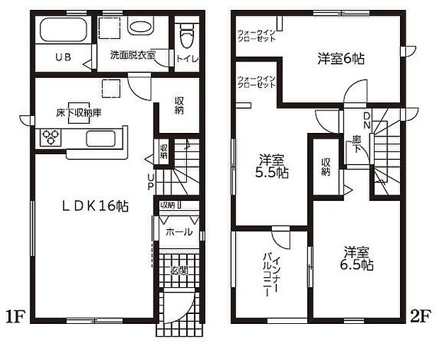 2号棟の間取図はこんな感じになっています