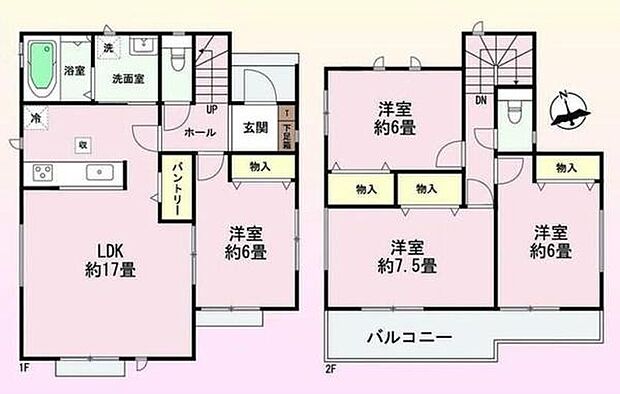 B棟の間取図はこんな感じになっています