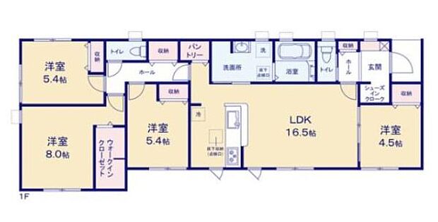大人気の平屋建てで4LDKの間取りです。