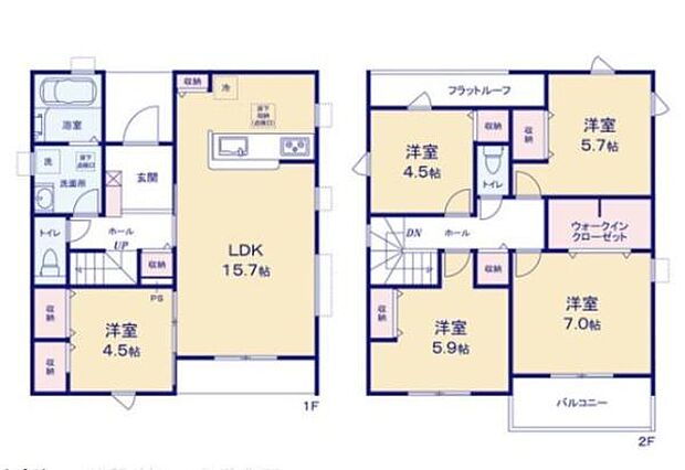 2号棟の間取図はこんな感じになっています