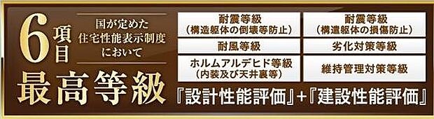 住宅性能評価6項目で最上等級取得の家。