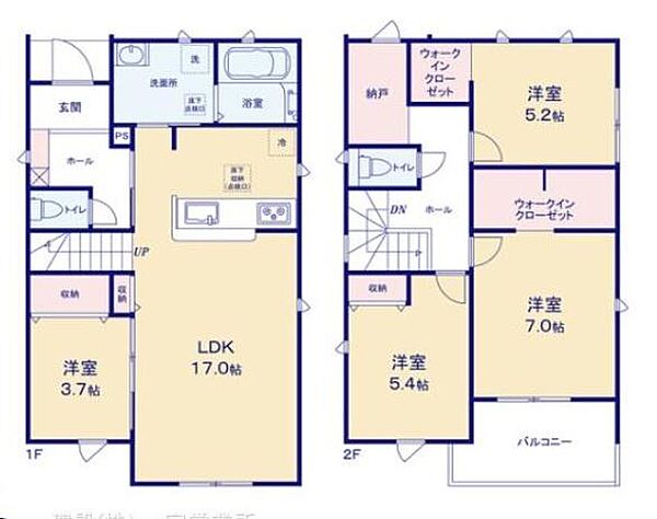 1号棟の間取図はこんな感じになっています