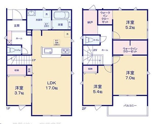 1号棟の間取図はこんな感じになっています