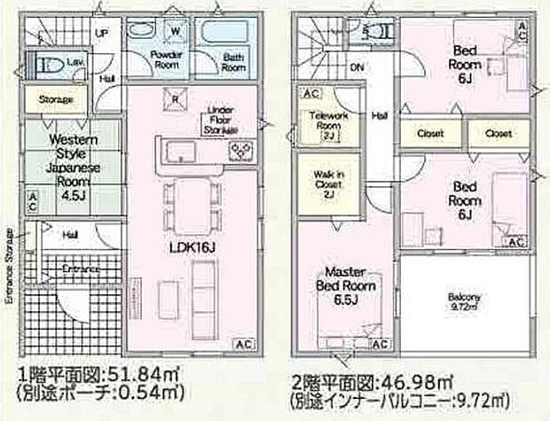 2号棟の間取図はこんな感じになっています