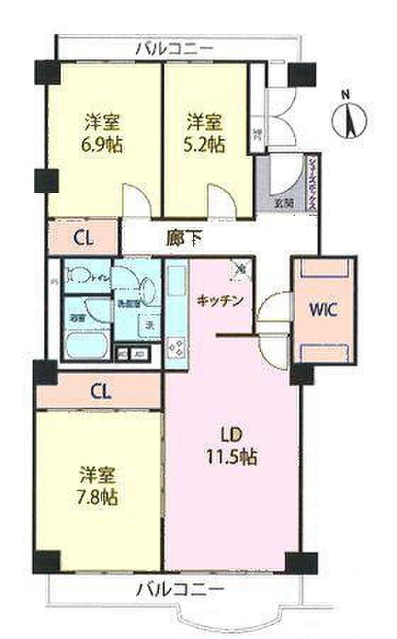 WIC付きの3LDK！