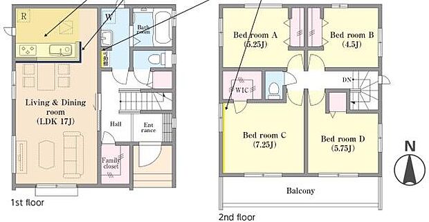 <間取り>WIC、FCL付きの4LDK!