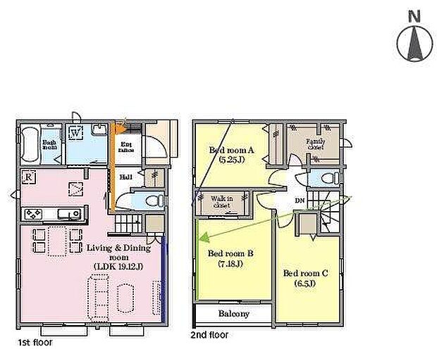 FC、WIC付きの3LDK