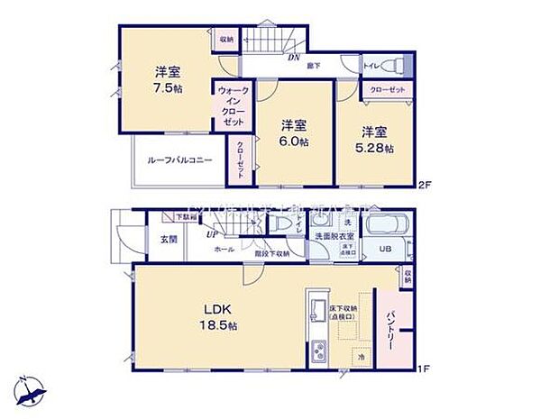 パントリー、WIC付きの3LDK