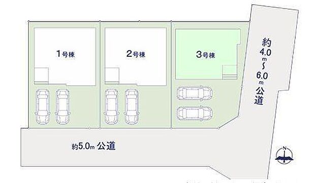 3号棟 人気の角地、カースペース2台可