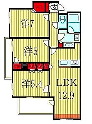 エクセレント柏アルトロ 3LDKの間取図画像