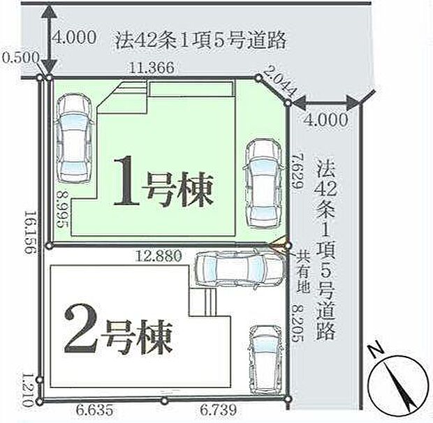 1号棟 人気の角地、カースペース2台可!