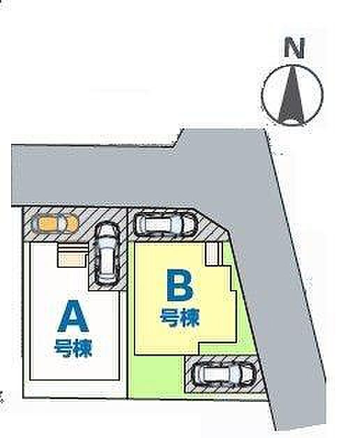 B号棟 人気の角地、カースペース2台可