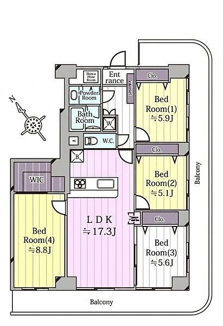 ＜間取り＞WIC付きの4LDK！