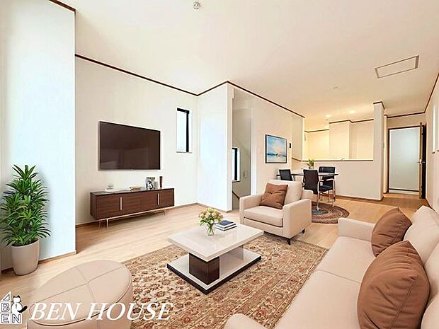 リビング・インテリアも楽しめる広々スペースのリビングです♪・本画像はCGで作成しており、実際に現地に家具は置かれておりません。また、価格に家具は含まれておりません。