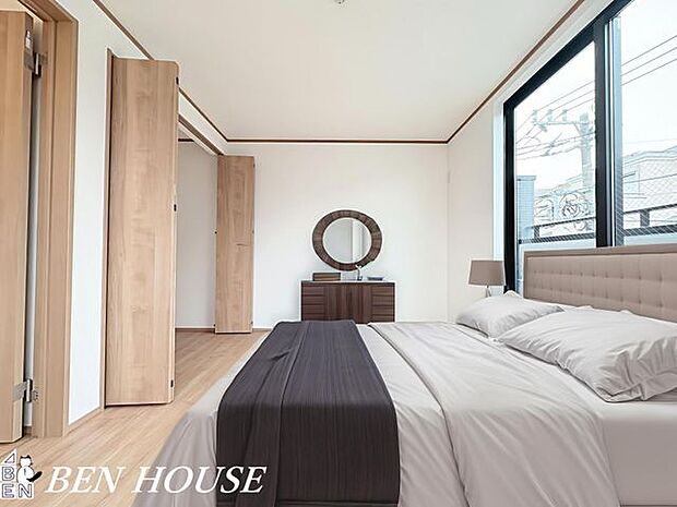 寝室・静けさを感じられる寝室は、ゆったり過ごしたい夜に最適です。・本画像はCGで作成しており、実際に現地に家具は置かれておりません。また、価格に家具は含まれておりません。