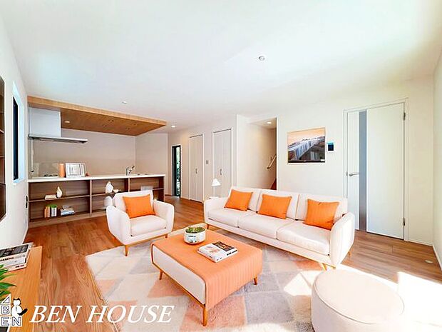 リビング・すっきり保ちやすく、日常が心地よく続く空間です。・本画像はCGで作成しており、実際に現地に家具は置かれておりません。また、価格に家具は含まれておりません。