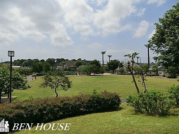 新杉田公園 徒歩10分。樹々に囲まれた気持ちのよい公園です。 800m