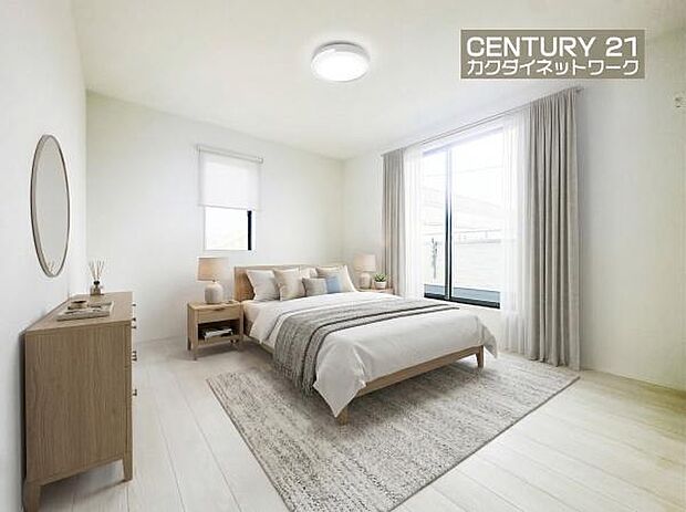 窓から注がれる陽光で明るい空間。※家具はイメージです。