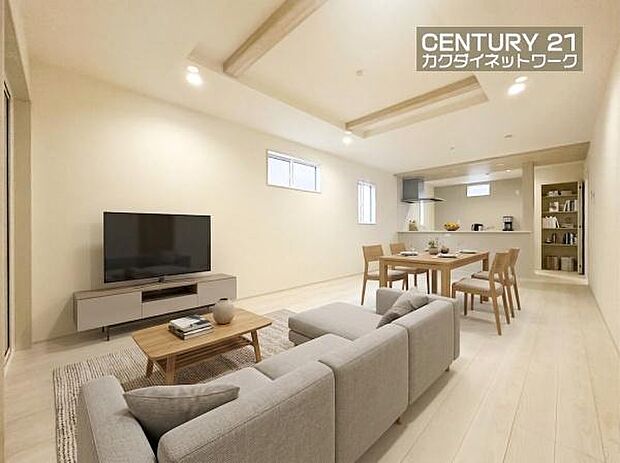 開放的なリビングダイニングには自然と家族みんなが集まってきます。※家具はイメージです。