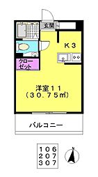 ラ・フルール ワンルームの間取図画像