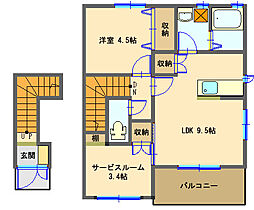 パルティールB 1SLDKの間取図画像