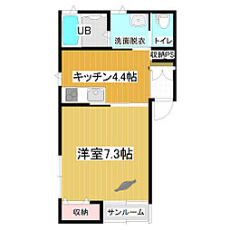 メゾン・ド・アールB 1Kの間取図画像