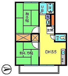パナハイツ東葛西 2階2DKの間取り