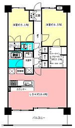 エバーグリーン若葉 6階2SLDKの間取り