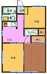 パシーヴ 2階3Kの間取り