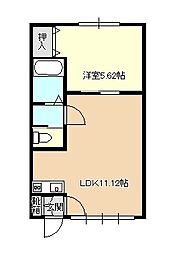 ワンズプレス 1階1LDKの間取り