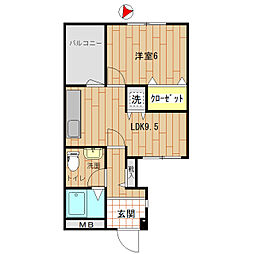 コペル久が原 1LDKの間取図画像