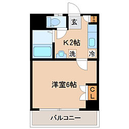 ジュネス向山 1Kの間取図画像