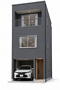 外観:建物プラン例(プラン1外観)建物価格2330万円、建物面積96.14平米。間口4.5mでも駐車スペースと玄関を横並びで確保した木造3階建。※外観はイメージCGで実際とは異なります。建築条件なし。 外観:建物プラン例(プラン1外観)建物価格2330万円、建物面積96.14平米。間口4.5mでも駐車スペースと玄関を横並びで確保した木造3階建。※外観はイメージCGで実際とは異なります。建築条件なし。