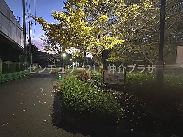 柏山公園まで907m、緑に囲まれて比較的いつもすいている公園。大きなイチョウの木がたくさんあります