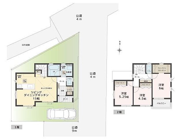LDK15帖、水回り、シューズクローク付きの生活しやすい間取りです♪