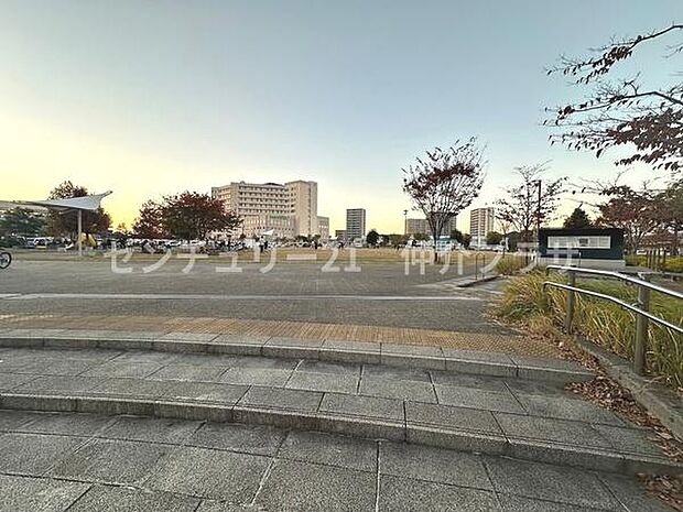 神台公園(シークロス公園)まで1202m、子供達が元気よく遊んでいたり、ホッコリする場所です。ベンチやお手洗いもあって便利です