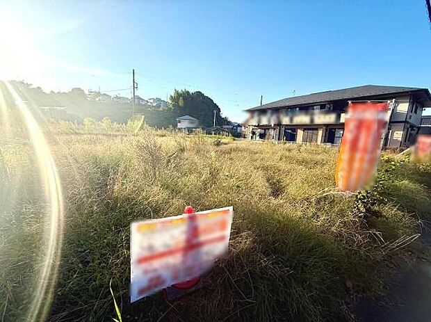 日当たりの良さを感じる現地土地写真です。周囲に十分な空間があり開放感があります。