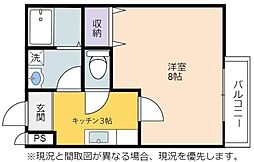 メゾン・ド・ジュネス2 2階1Kの間取り