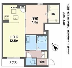 フィオリータ西今 1階1LDKの間取り