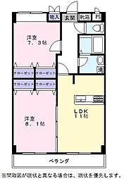 シルクロード 2階2LDKの間取り