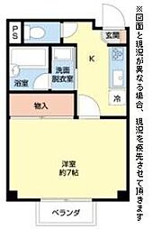 アミティハイツ2 2階1Kの間取り