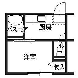 アサイハイツ 2階1Kの間取り