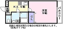 ローズ 1Kの間取図画像