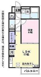 ボンヌ・シャンス　Deux 1階1LDKの間取り