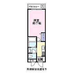 アドニス・ベルロード2 1階1Kの間取り