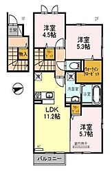 コットンハウス3 2階3LDKの間取り