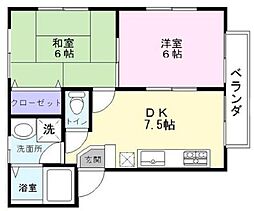 アグリヒサシ 2階2DKの間取り